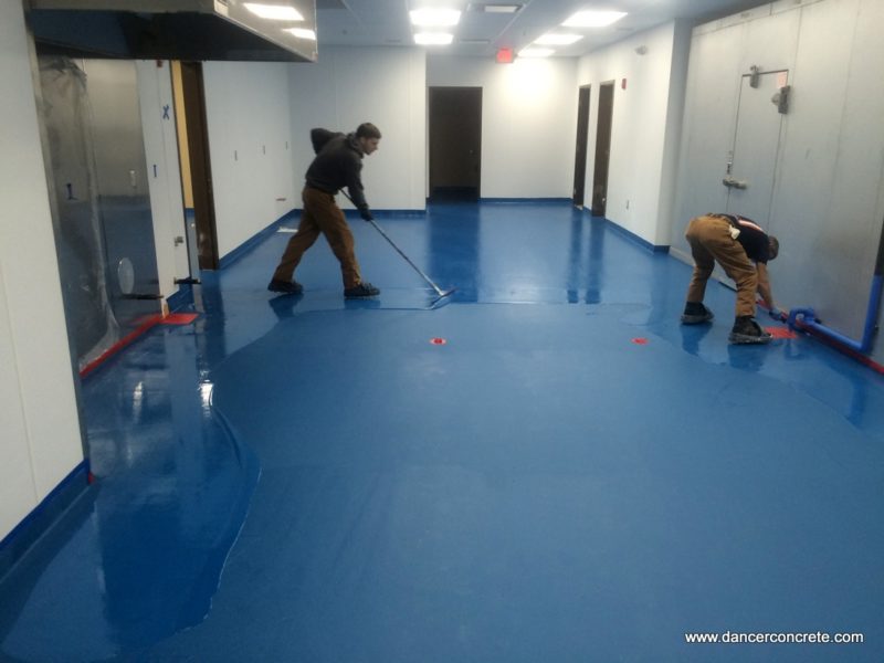 custom stained and polished concrete floor Project in Plymouth, IN