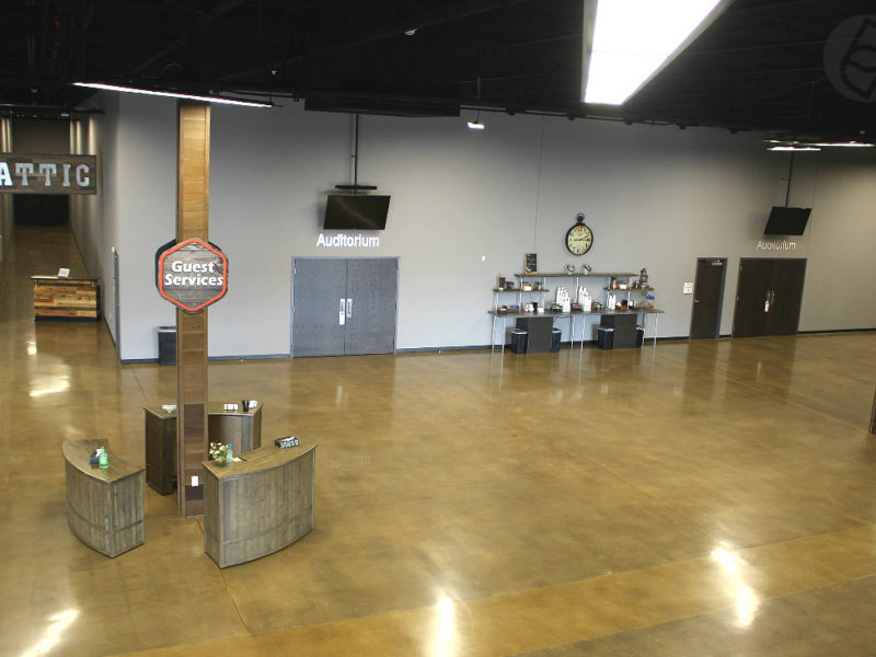 Lifehouse Church Polished and Dyed Concrete floor - Van Wert, Ohio