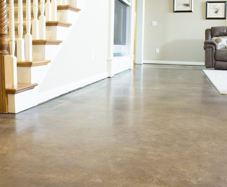 polished and stained concrete for basement