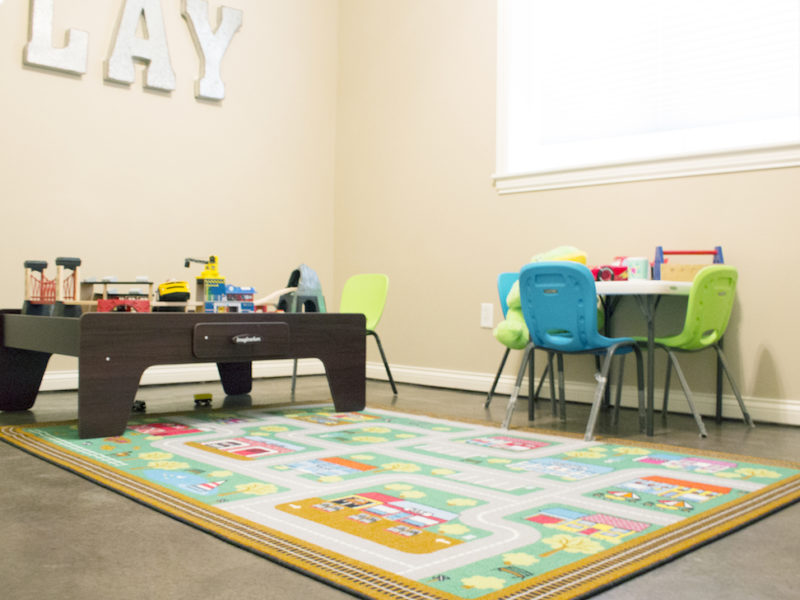 polished and stained concrete for basement - playing area