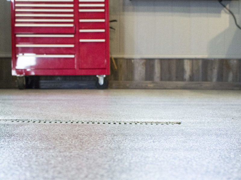 Gray Chip Epoxy Floor Satin Urethane system