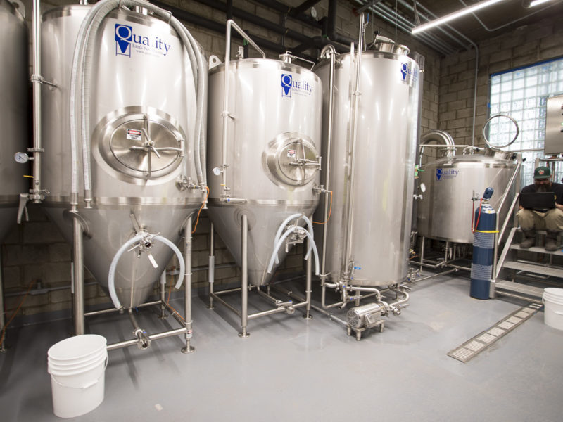 Industrial polished concrete Landing Beer Co